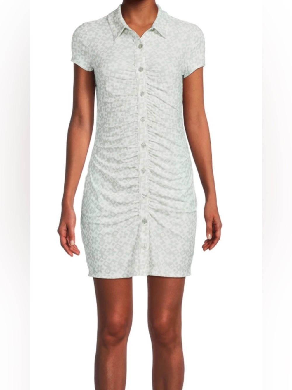 No Boundaries Olive & Cream Floral Button-Down Dress